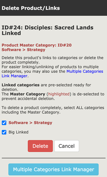 Deleting a product