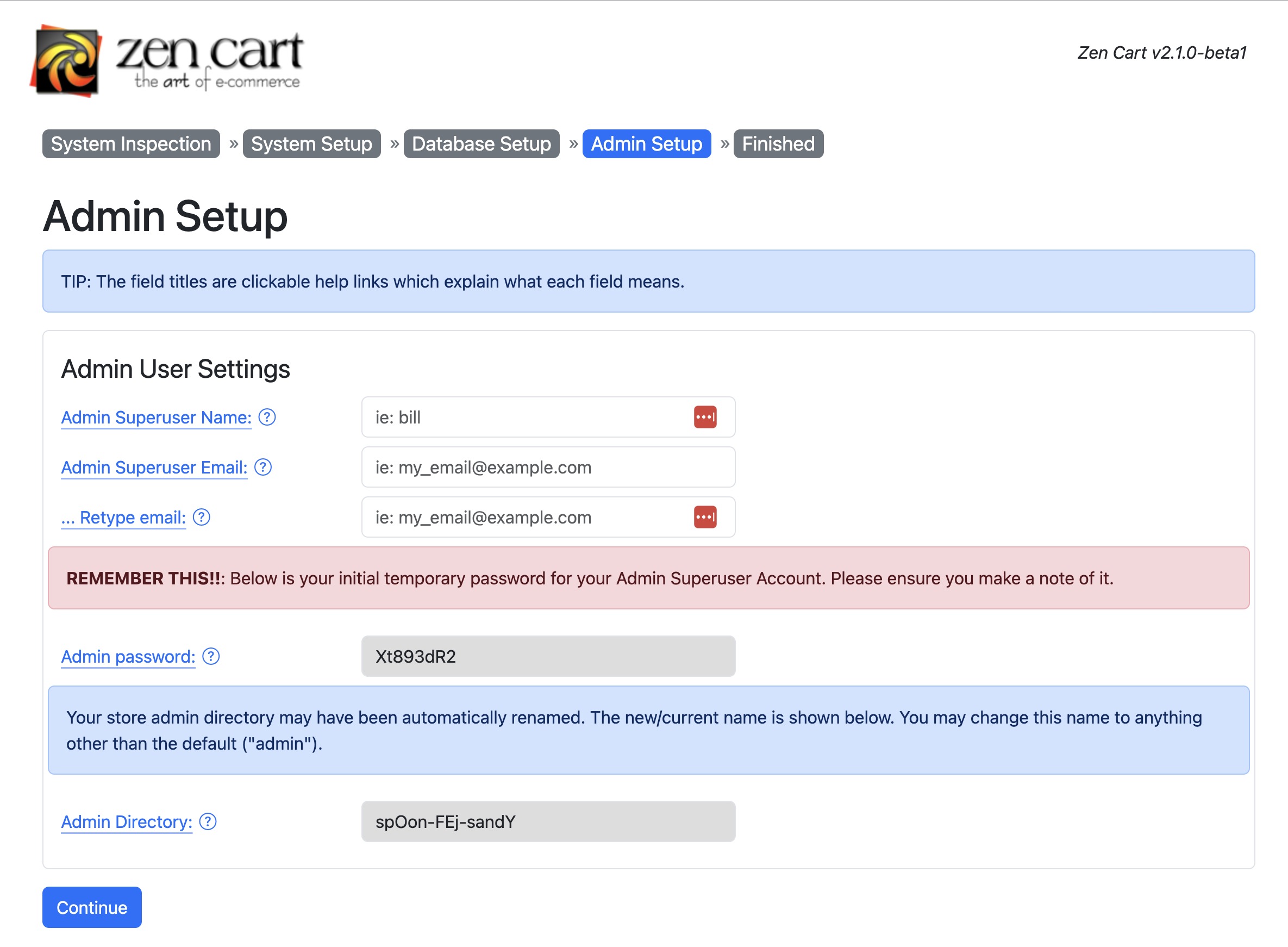 Admin Setup