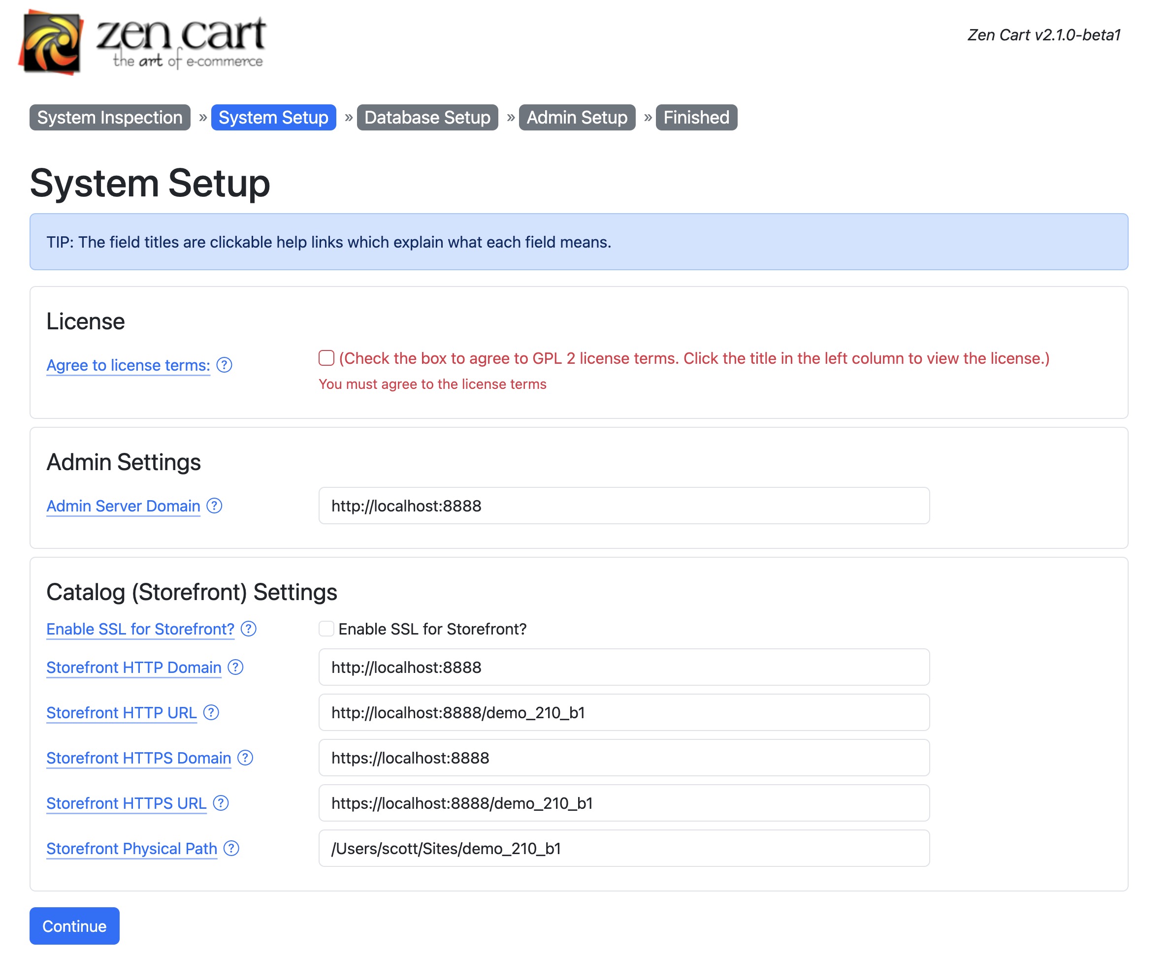 System Setup