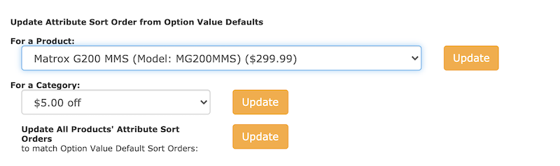 Update Attribute Sort Order